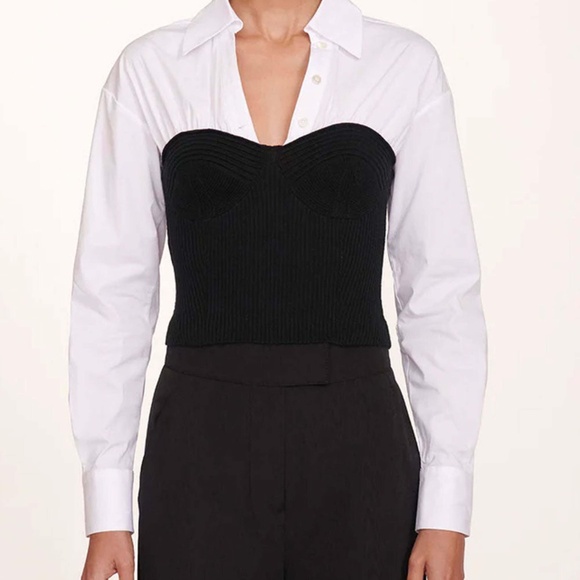 STAUD Hazel Top Size XS Sweater Button Up Corset Style Dark Academia 90s Style - Picture 7 of 13